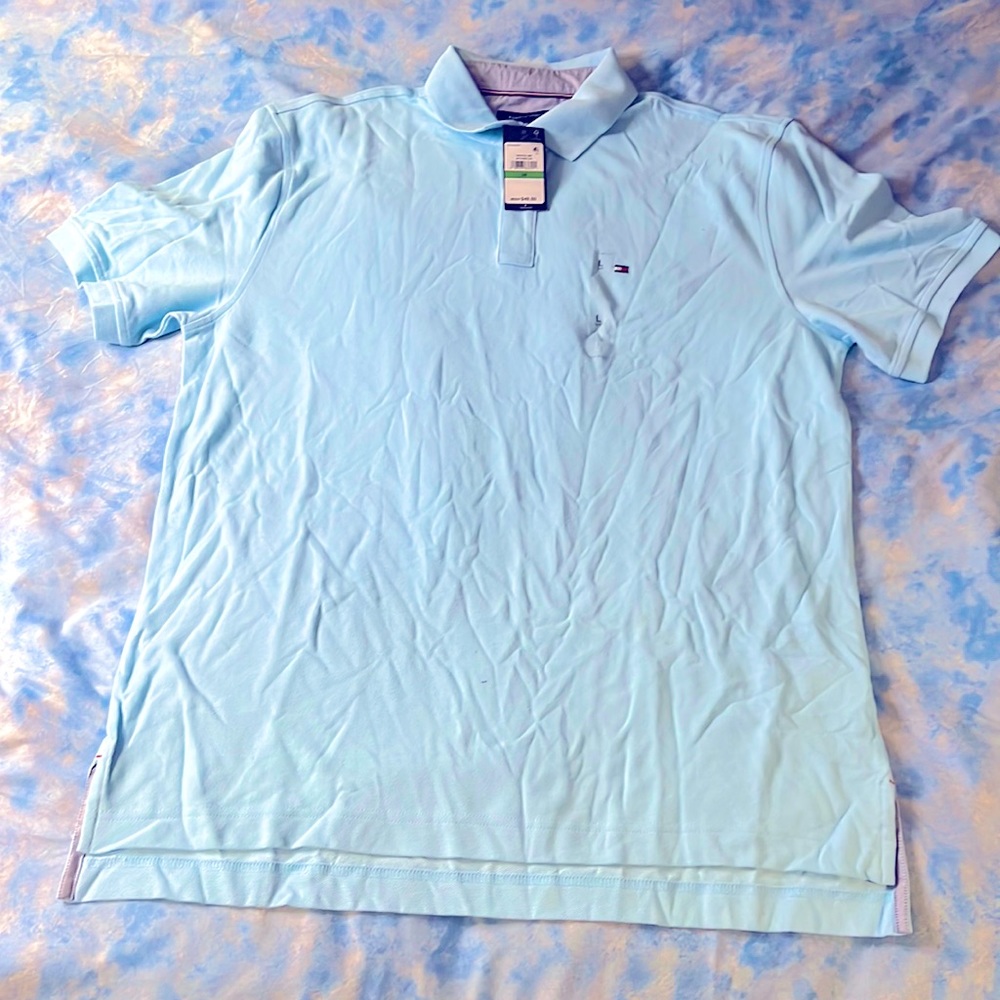 Men's light blue polo